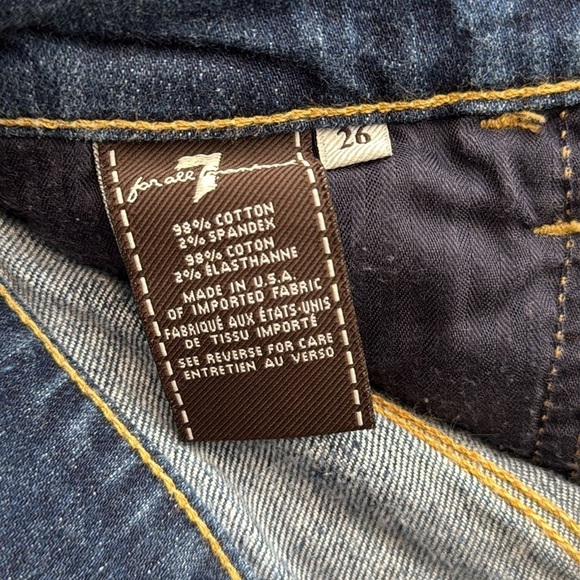 7 For All Mankind Distressed High Rise Cut Off Button Up Denim Shorts Size 26 - Picture 6 of 6